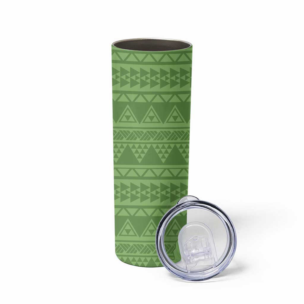 Hawaii Molokai Island Kukui Nut Flowers Skinny Tumbler Tribal Kakau Pattern