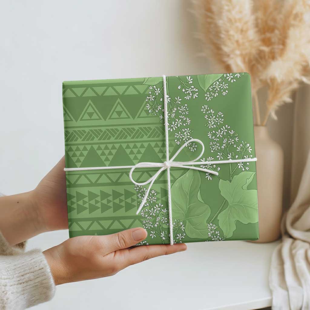 Hawaii Molokai Island Kukui Nut Flowers Wrapping Paper Tribal Kakau Pattern - Polynesian Pride