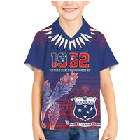 Custom Samoa 1962 Independence Day Custom Family Matching Mermaid Dress and Hawaiian Shirt Manuia le Aso Tuto'atasi Ula Nifo Blue Art