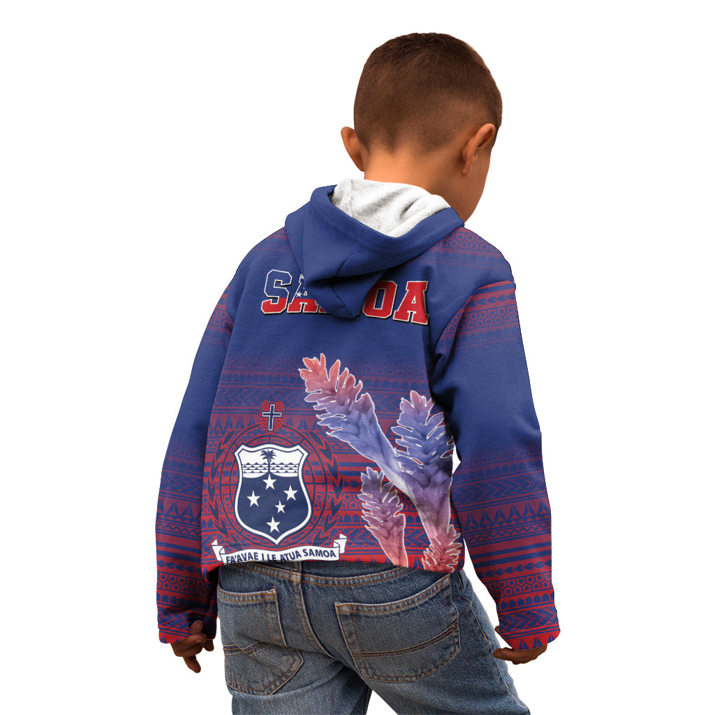 Custom Samoa 1962 Independence Day Custom Kid Hoodie Manuia le Aso Tuto'atasi Ula Nifo Blue Art