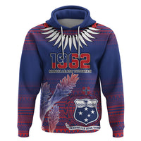 Custom Samoa 1962 Independence Day Custom Zip Hoodie Manuia le Aso Tuto'atasi Ula Nifo Blue Art