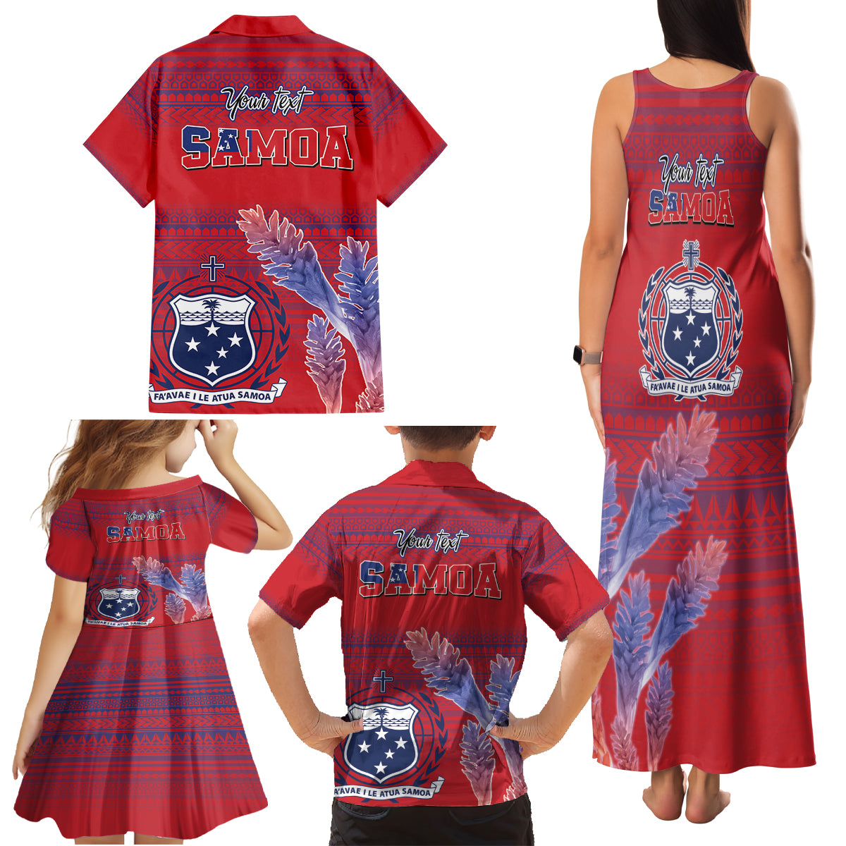 Custom Samoa 1962 Independence Day Custom Family Matching Tank Maxi Dress and Hawaiian Shirt Manuia le Aso Tuto'atasi Ula Nifo Red Art