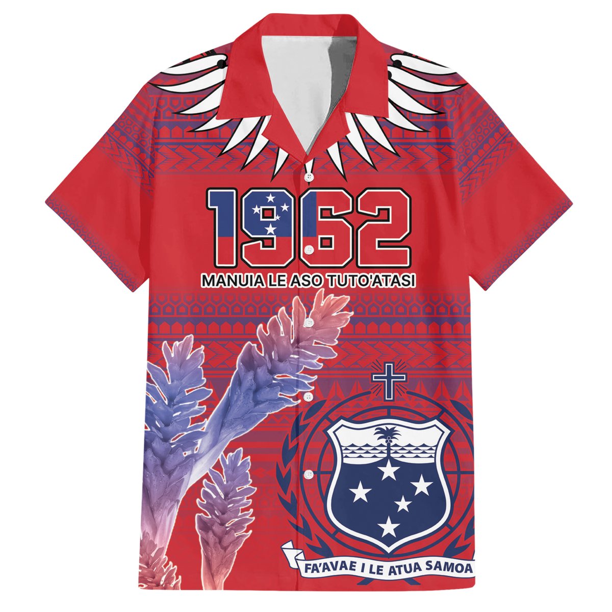 Custom Samoa 1962 Independence Day Custom Hawaiian Shirt Manuia le Aso Tuto'atasi Ula Nifo Red Art LT9 Red - Polynesian Pride