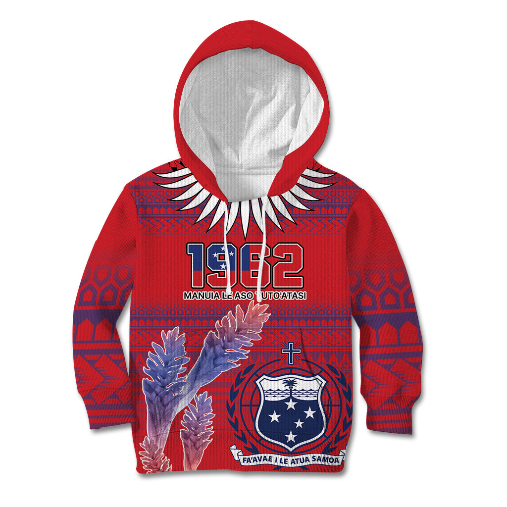 Custom Samoa 1962 Independence Day Custom Kid Hoodie Manuia le Aso Tuto'atasi Ula Nifo Red Art LT9 Hoodie Red - Polynesian Pride