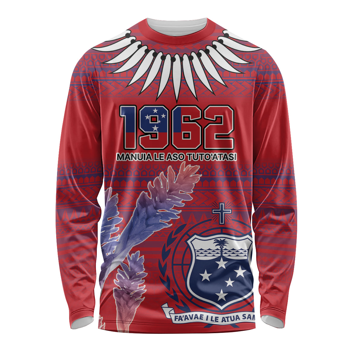 Custom Samoa 1962 Independence Day Custom Long Sleeve Shirt Manuia le Aso Tuto'atasi Ula Nifo Red Art LT9 Unisex Red - Polynesian Pride