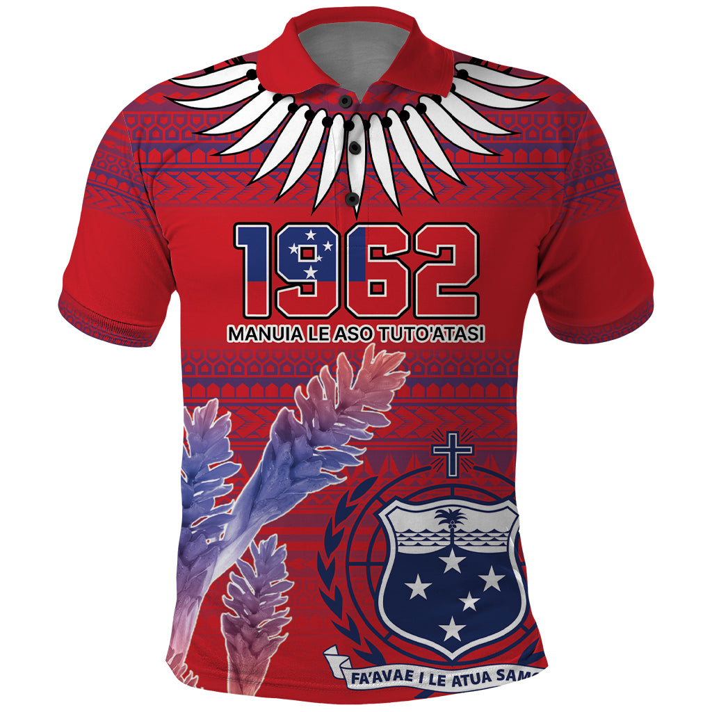 Custom Samoa 1962 Independence Day Custom Polo Shirt Manuia le Aso Tuto'atasi Ula Nifo Red Art
