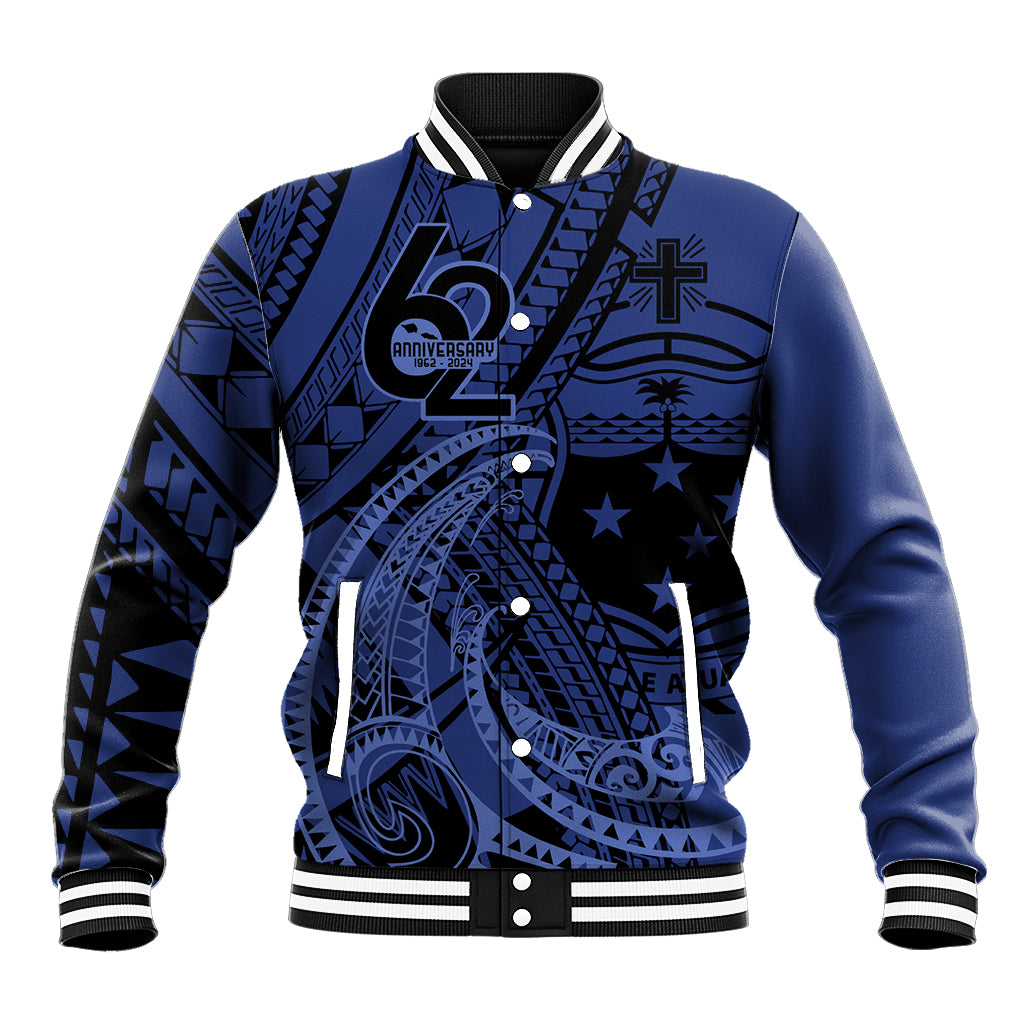 Custom Samoa 62nd Manuia le Aso Tuto'atasi Baseball Jacket Samoan Tatau Blue Art LT9 Unisex Blue - Polynesian Pride
