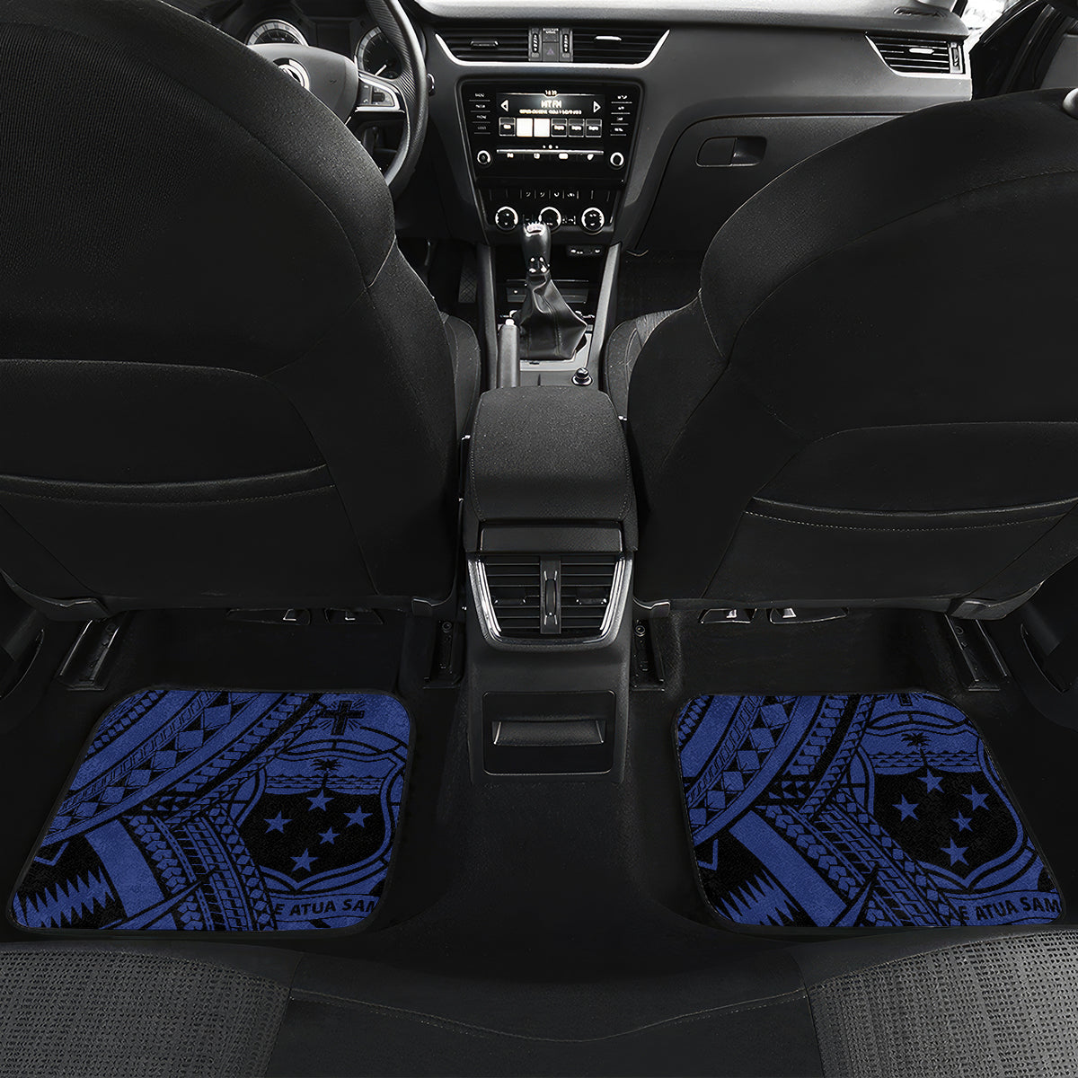 Custom Samoa 62nd Manuia le Aso Tuto'atasi Car Mats Samoan Tatau Blue Art