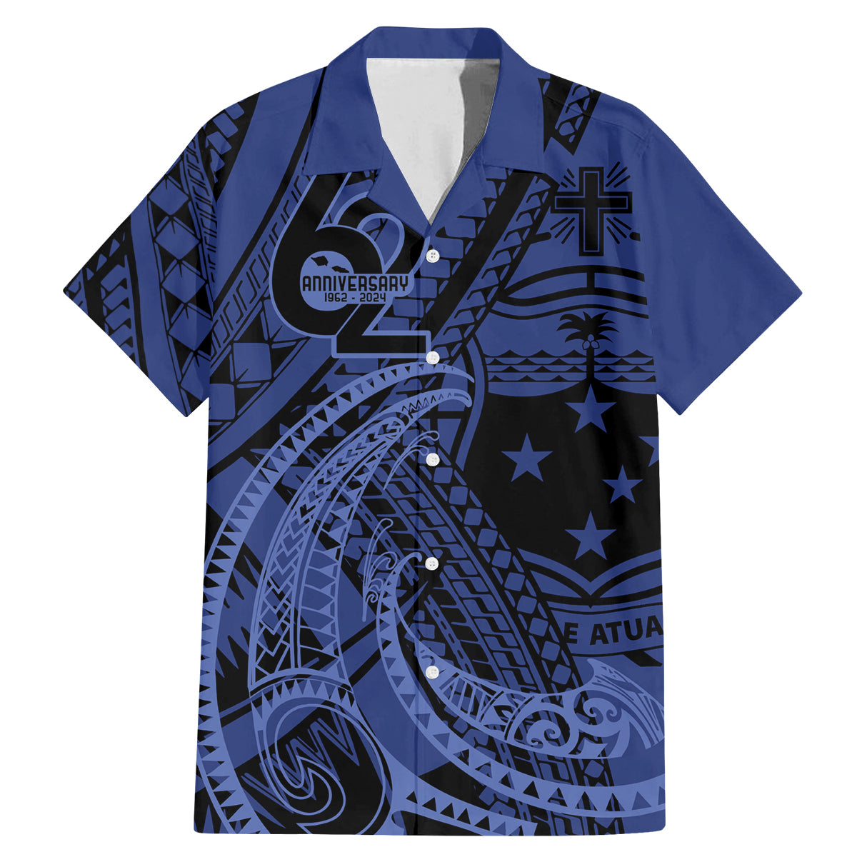 Custom Samoa 62nd Manuia le Aso Tuto'atasi Family Matching Mermaid Dress and Hawaiian Shirt Samoan Tatau Blue Art