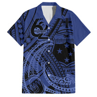 Custom Samoa 62nd Manuia le Aso Tuto'atasi Family Matching Tank Maxi Dress and Hawaiian Shirt Samoan Tatau Blue Art