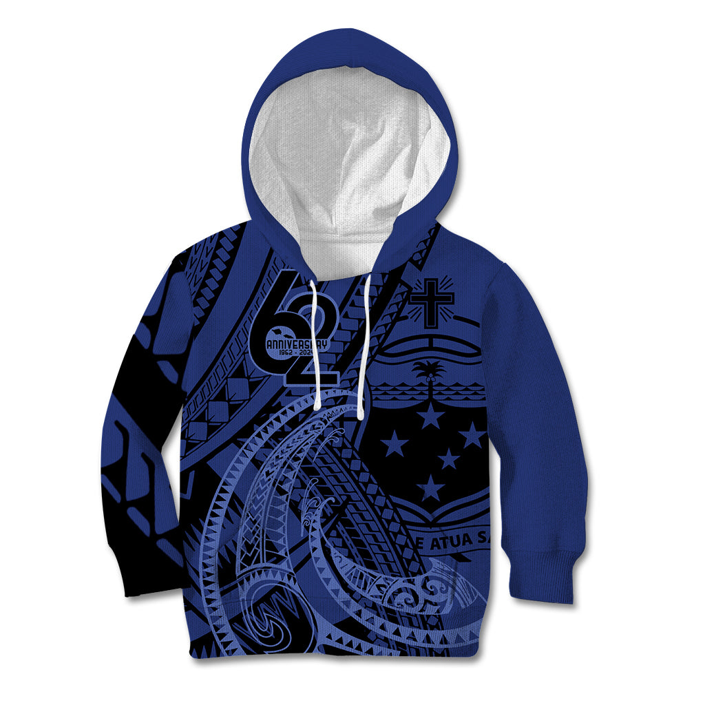 Custom Samoa 62nd Manuia le Aso Tuto'atasi Kid Hoodie Samoan Tatau Blue Art LT9 Hoodie Blue - Polynesian Pride