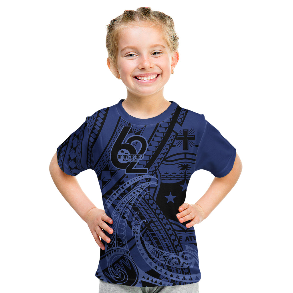 Custom Samoa 62nd Manuia le Aso Tuto'atasi Kid T Shirt Samoan Tatau Blue Art LT9 Blue - Polynesian Pride