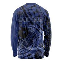 Custom Samoa 62nd Manuia le Aso Tuto'atasi Long Sleeve Shirt Samoan Tatau Blue Art LT9 - Polynesian Pride