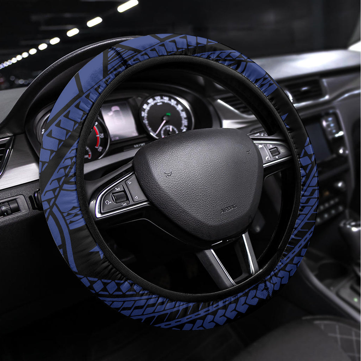 Samoa 62nd Manuia le Aso Tuto'atasi Steering Wheel Cover Samoan Tatau Blue Art LT9 Universal Fit Blue - Polynesian Pride