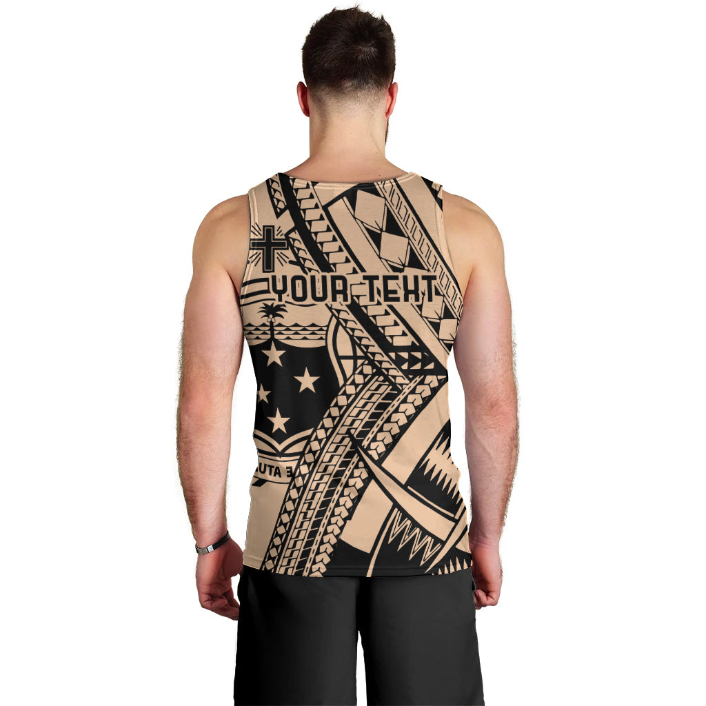 Custom Samoa Manuia le 62 Tausaga O le Tuto’atasi Men Tank Top Samoan Tatau Beige Art