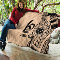 Custom Samoa Manuia le 62 Tausaga O le Tuto’atasi Quilt Samoan Tatau Beige Art