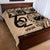 Custom Samoa Manuia le 62 Tausaga O le Tuto’atasi Quilt Bed Set Samoan Tatau Beige Art
