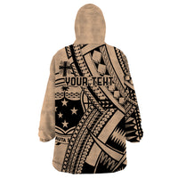 Custom Samoa Manuia le 62 Tausaga O le Tuto’atasi Wearable Blanket Hoodie Samoan Tatau Beige Art