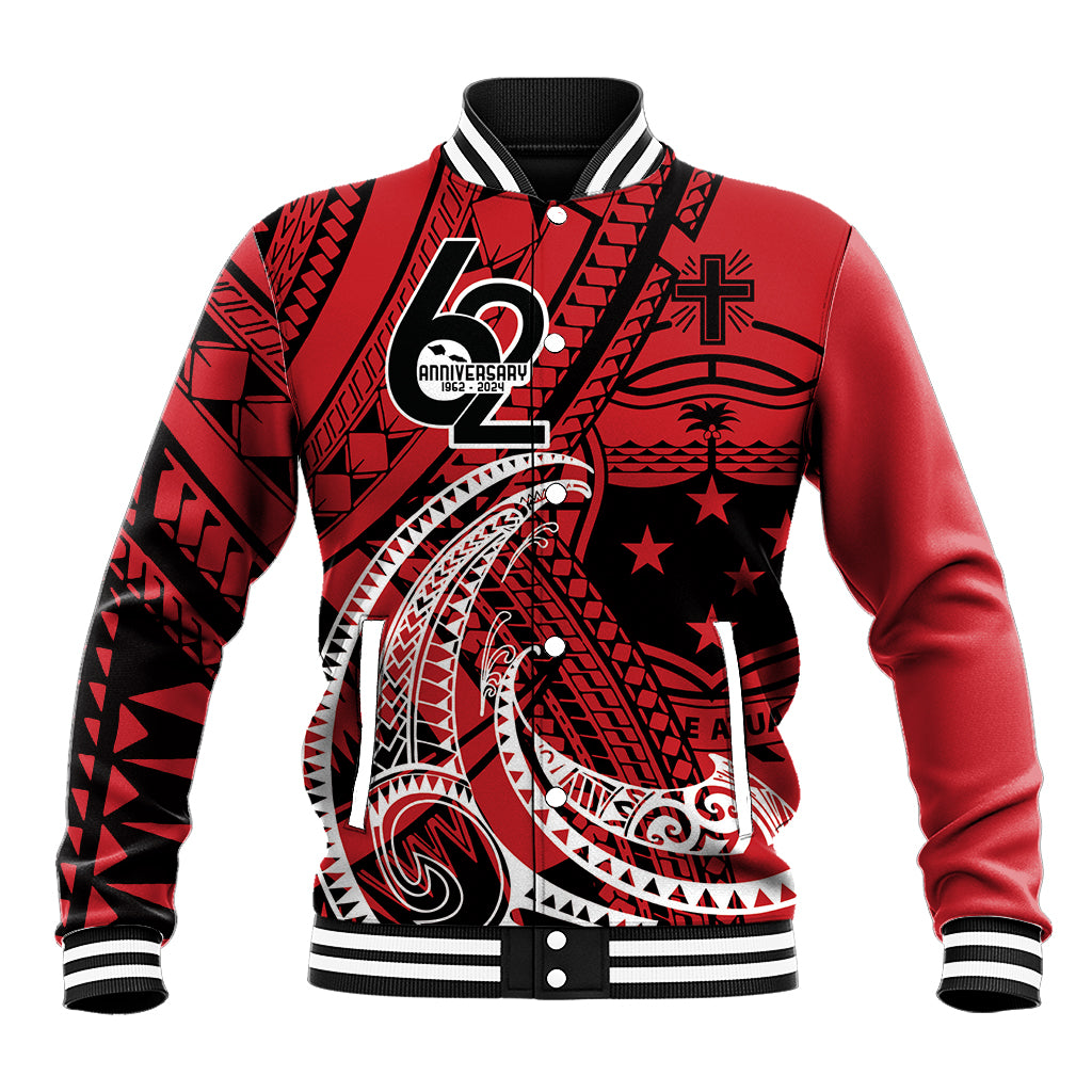 Custom Samoa Manuia le 62 Tausaga O le Tutoatasi Baseball Jacket Samoan Tatau Red Art LT9 Unisex Red - Polynesian Pride