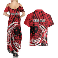 Custom Samoa Manuia le 62 Tausaga O le Tuto’atasi Couples Matching Summer Maxi Dress and Hawaiian Shirt Samoan Tatau Red Art