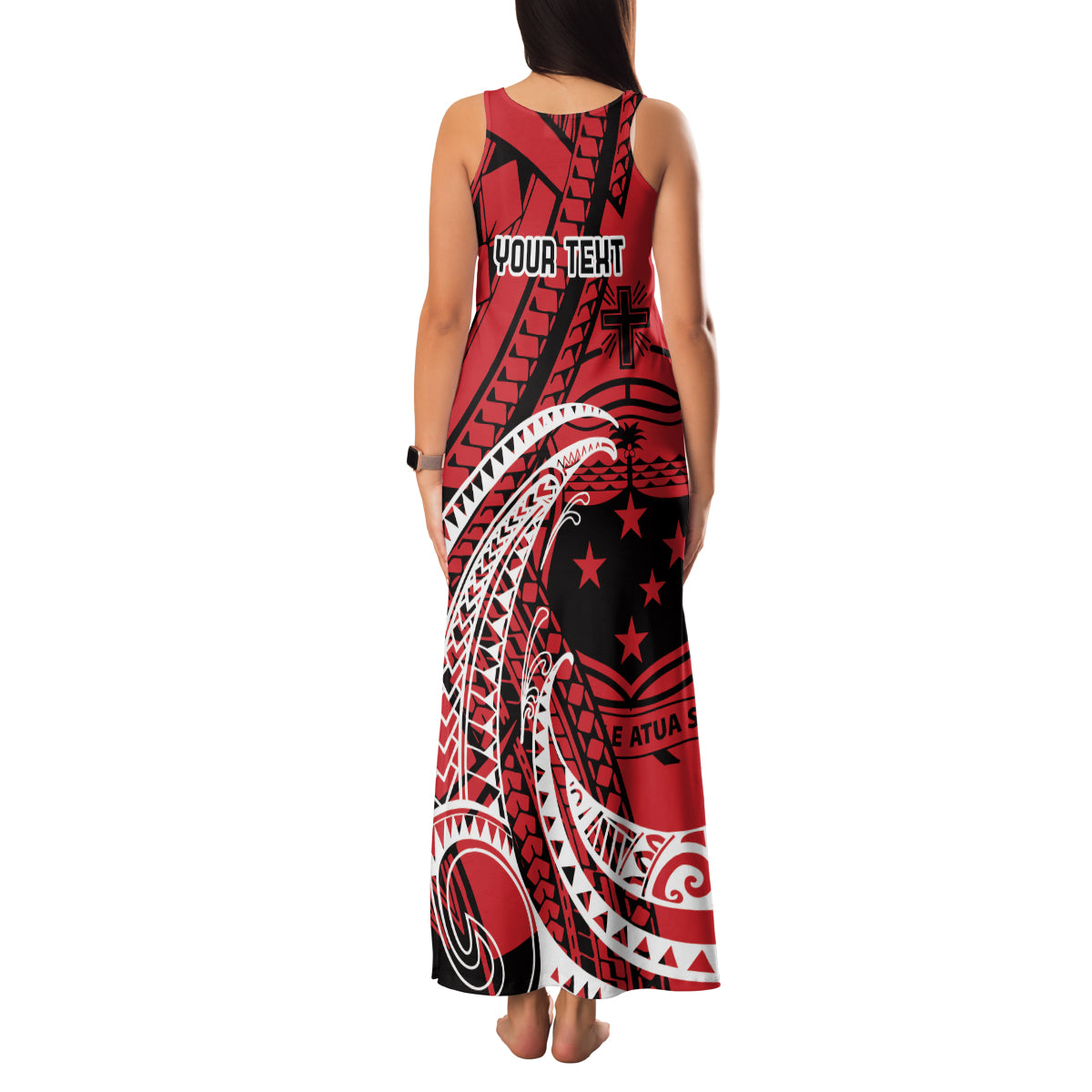 Custom Samoa Manuia le 62 Tausaga O le Tuto’atasi Family Matching Tank Maxi Dress and Hawaiian Shirt Samoan Tatau Red Art