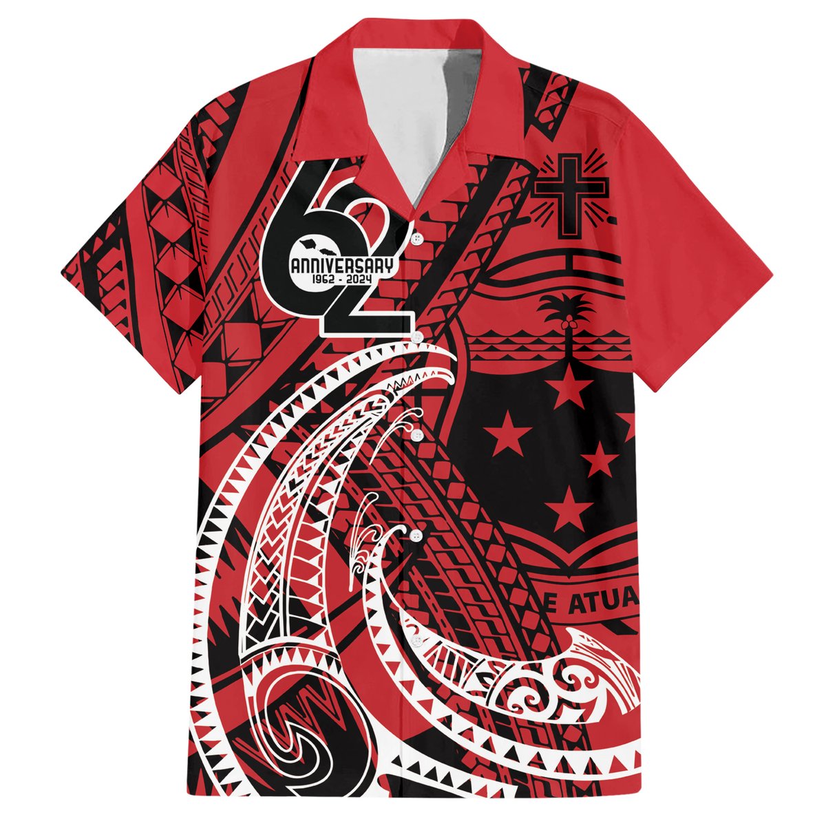 Custom Samoa Manuia le 62 Tausaga O le Tutoatasi Hawaiian Shirt Samoan Tatau Red Art LT9 Red - Polynesian Pride