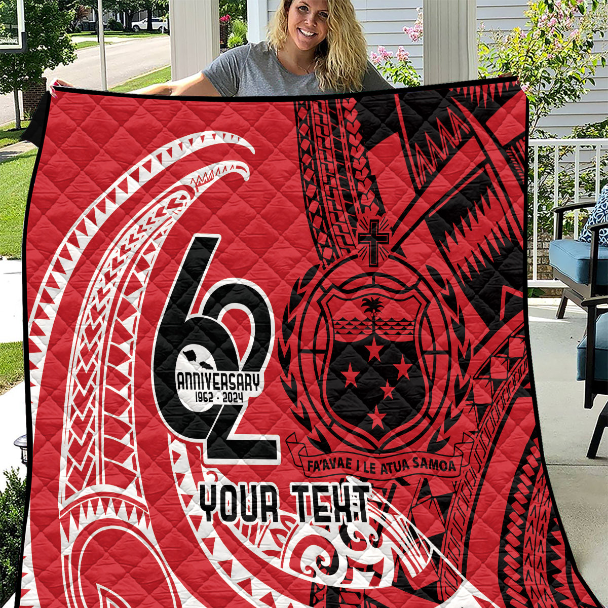 Custom Samoa Manuia le 62 Tausaga O le Tutoatasi Quilt Samoan Tatau Red Art LT9 Red - Polynesian Pride