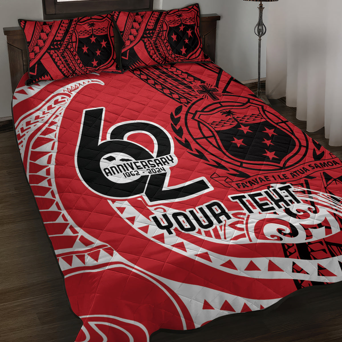 Custom Samoa Manuia le 62 Tausaga O le Tutoatasi Quilt Bed Set Samoan Tatau Red Art LT9 Red - Polynesian Pride