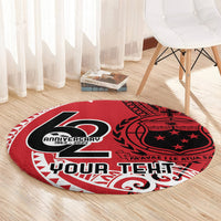 Custom Samoa Manuia le 62 Tausaga O le Tuto’atasi Round Carpet Samoan Tatau Red Art