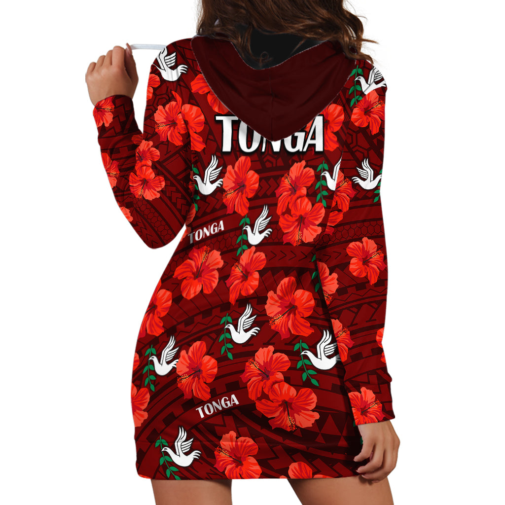 Tonga Rugby Hoodie Dress Polynesian Style With Hibiscus LT9 - Polynesian Pride