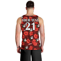 (Custom Text And Number) Tonga Rugby Men Tank Top Polynesian Style With Hibiscus LT9 - Polynesian Pride