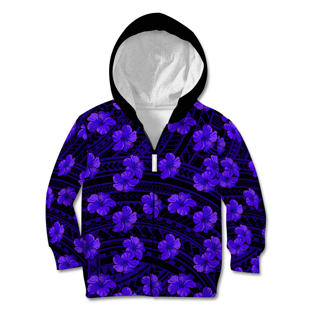Polynesian Pride Hawaii Style With Hibiscus Kid Hoodie Blue LT9 Zip Hoodie Blue - Polynesian Pride