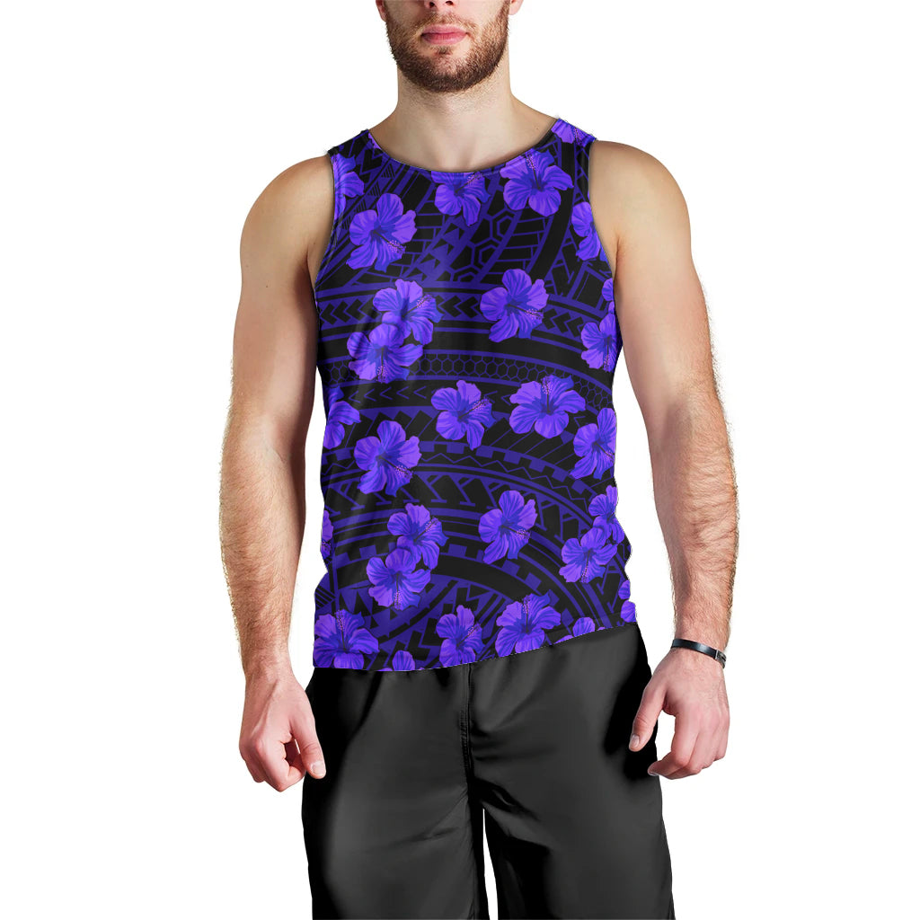 Polynesian Pride Hawaii Style With Hibiscus Men Tank Top Blue LT9 - Polynesian Pride