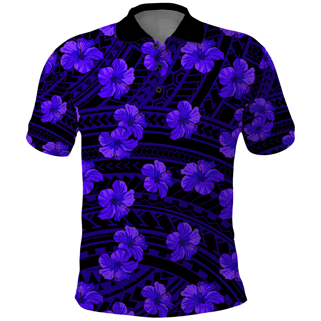 Polynesian Pride Hawaii Style With Hibiscus Polo Shirt Blue LT9 Blue - Polynesian Pride