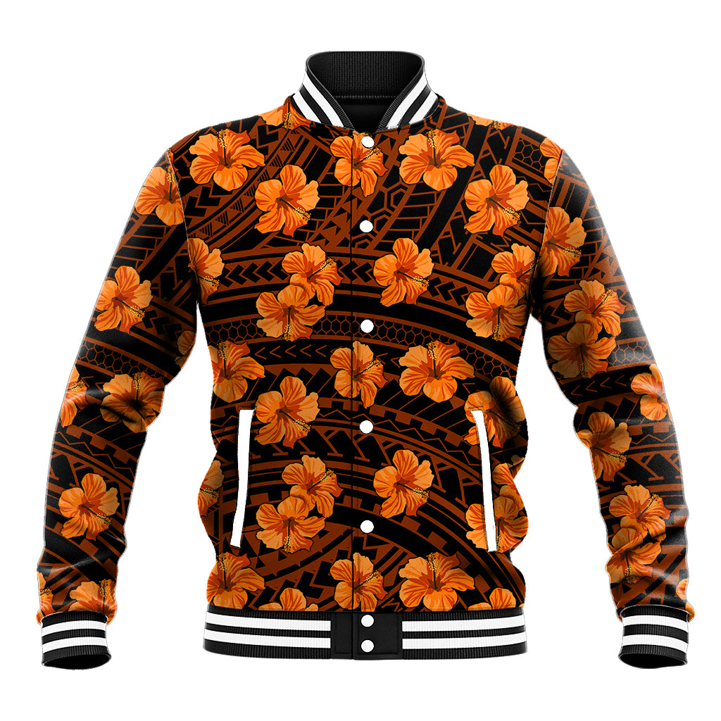 Polynesian Pride Hawaii Style With Hibiscus Baseball Jacket Gold LT9 Unisex Gold - Polynesian Pride