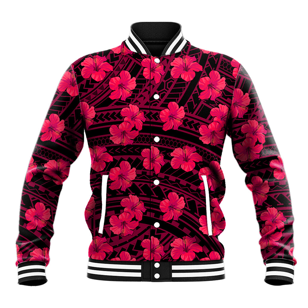 Polynesian Pride Hawaii Style With Hibiscus Baseball Jacket Pink LT9 Unisex Pink - Polynesian Pride