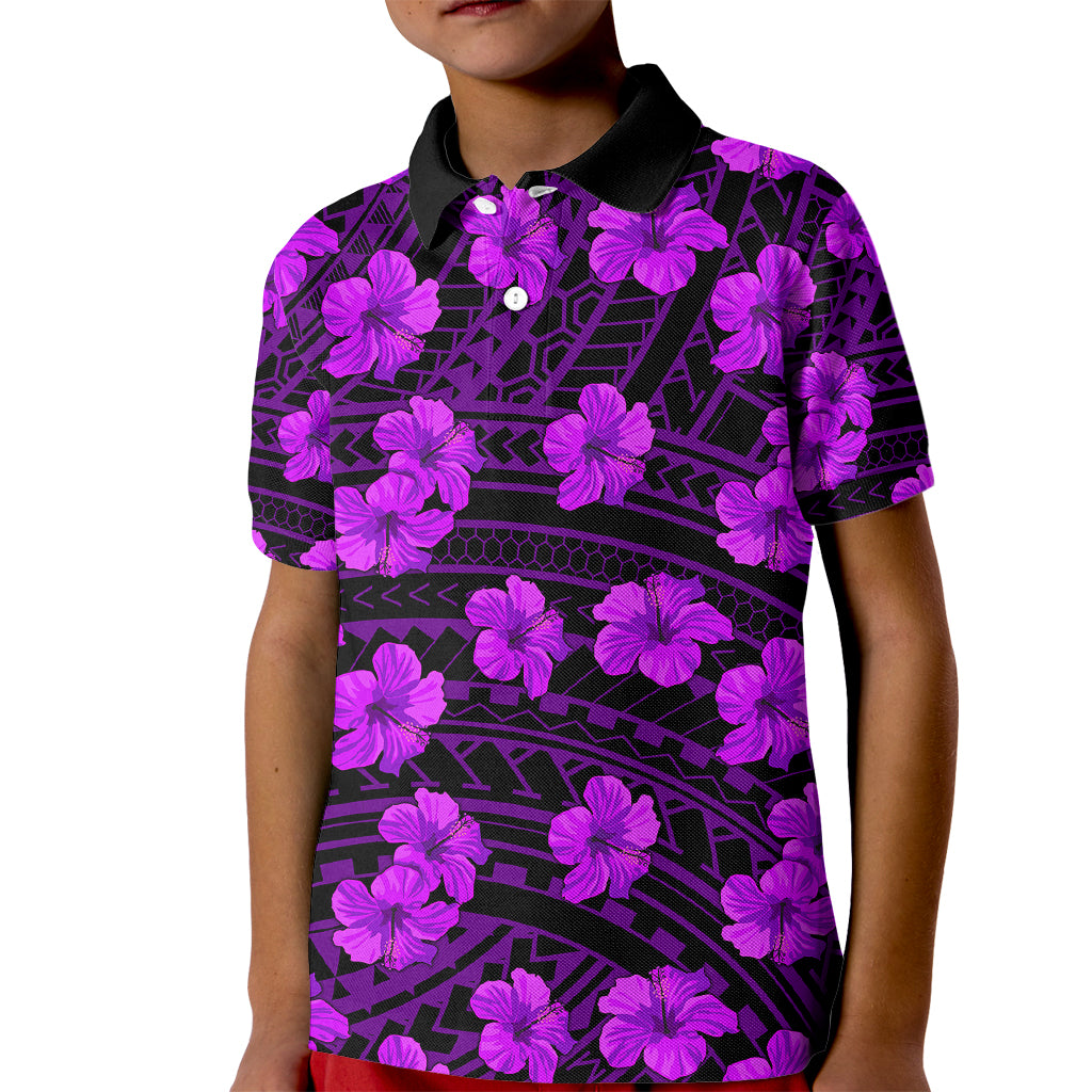 Polynesian Pride Hawaii Style With Hibiscus Kid Polo Shirt Purple LT9 Kid Purple - Polynesian Pride