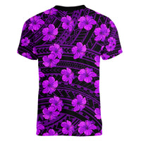 Polynesian Pride Hawaii Style With Hibiscus Women V Neck T Shirt Purple LT9 - Polynesian Pride