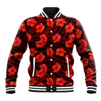 Polynesian Pride Hawaii Style With Hibiscus Baseball Jacket Red LT9 Unisex Red - Polynesian Pride
