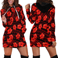 Polynesian Pride Hawaii Style With Hibiscus Hoodie Dress Red LT9 - Polynesian Pride