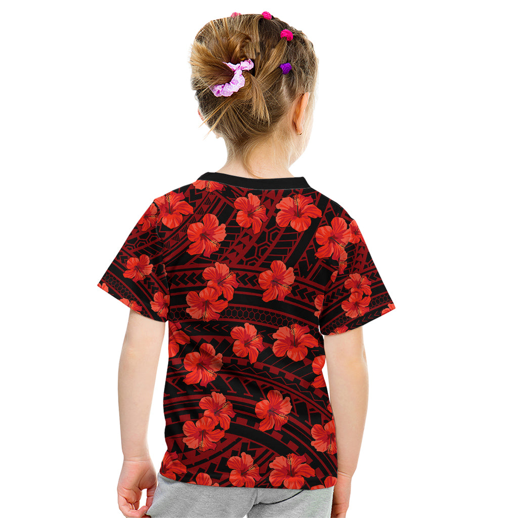 Polynesian Pride Hawaii Style With Hibiscus Kid T Shirt Red LT9 - Polynesian Pride
