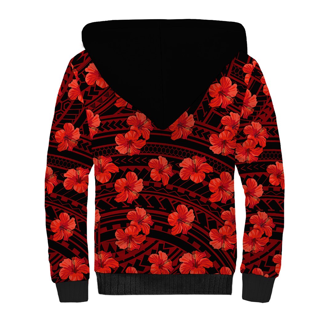 Polynesian Pride Hawaii Style With Hibiscus Sherpa Hoodie Red LT9 - Polynesian Pride