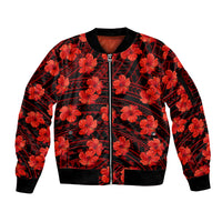 Polynesian Pride Hawaii Style With Hibiscus Sleeve Zip Bomber Jacket Red LT9 Unisex Red - Polynesian Pride