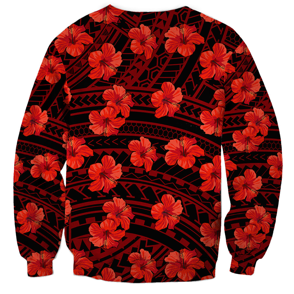Polynesian Pride Hawaii Style With Hibiscus Sweatshirt Red LT9 - Polynesian Pride