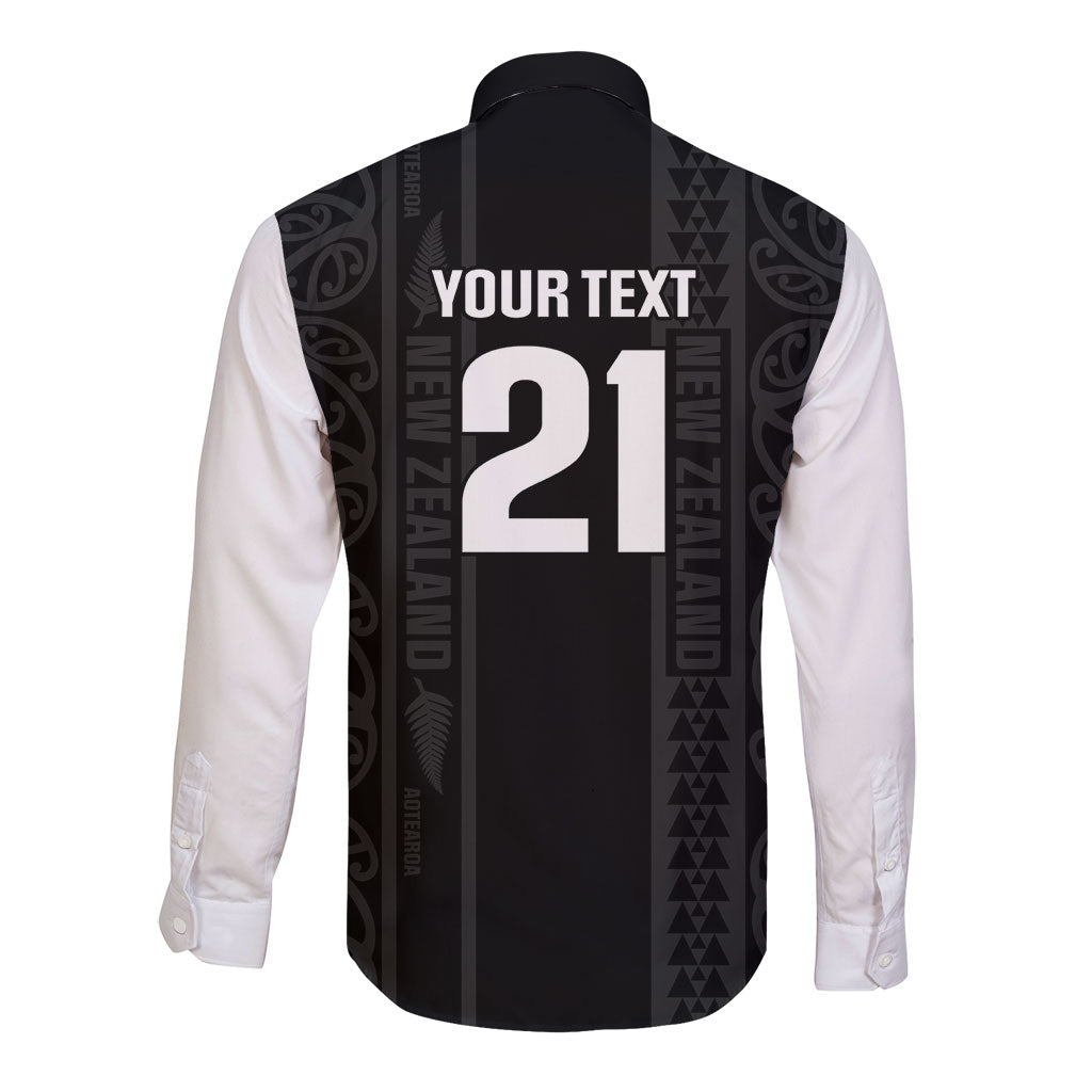 Custom New Zealand Football White Fern Supporter Long Sleeve Button Shirt