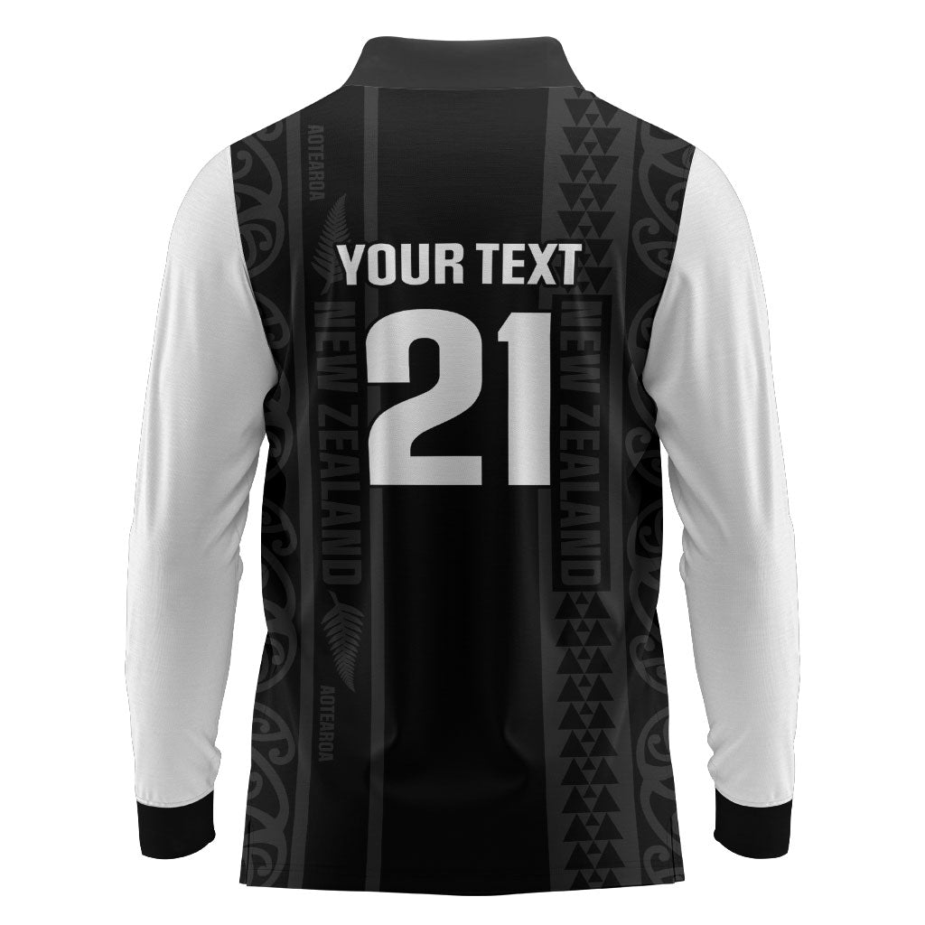 Custom New Zealand Football White Fern Supporter Long Sleeve Polo Shirt