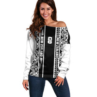 Custom New Zealand Football White Fern Supporter Off Shoulder Sweater
