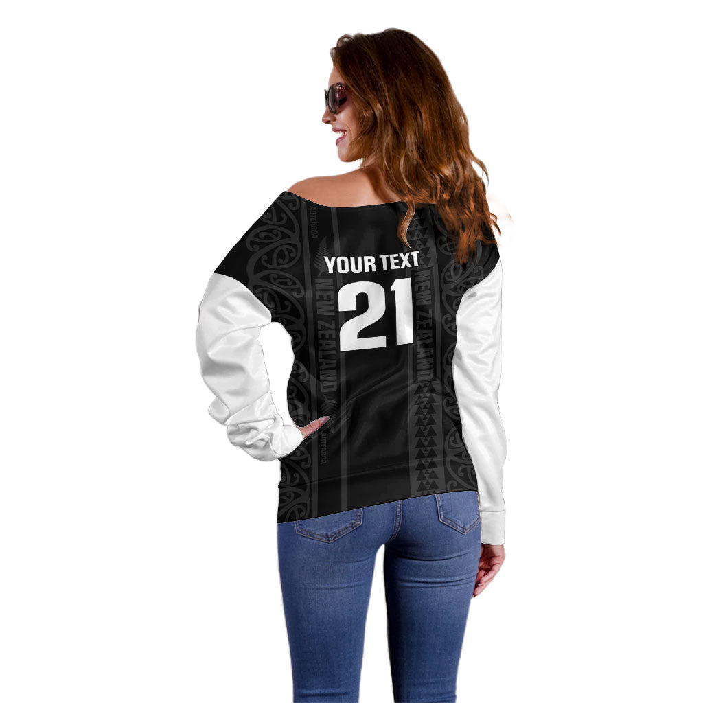 Custom New Zealand Football White Fern Supporter Off Shoulder Sweater