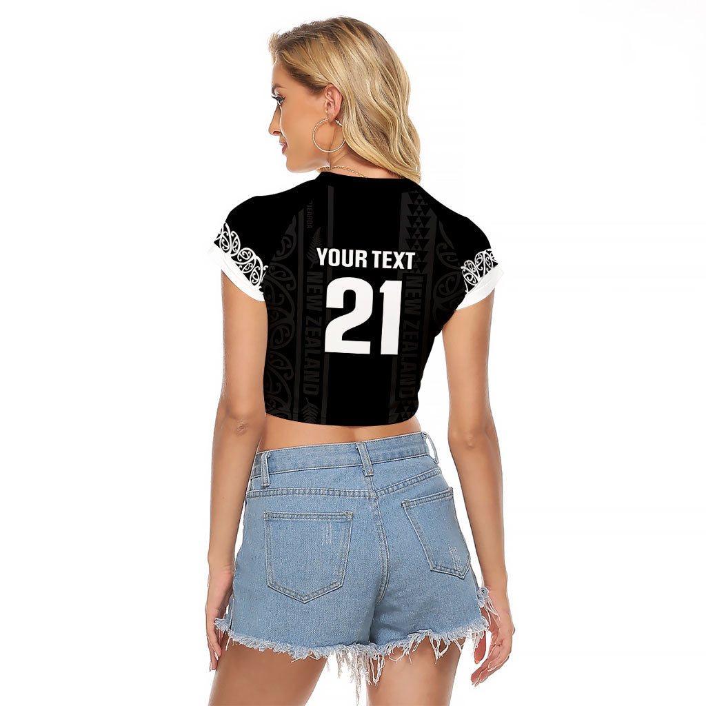 Custom New Zealand Football White Fern Supporter Raglan Cropped T Shirt