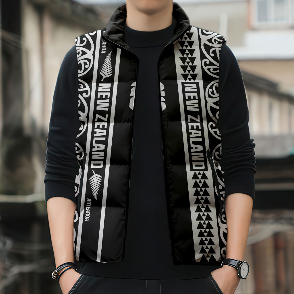 Custom New Zealand Football White Fern Supporter Sleeveless Puffer Jacket